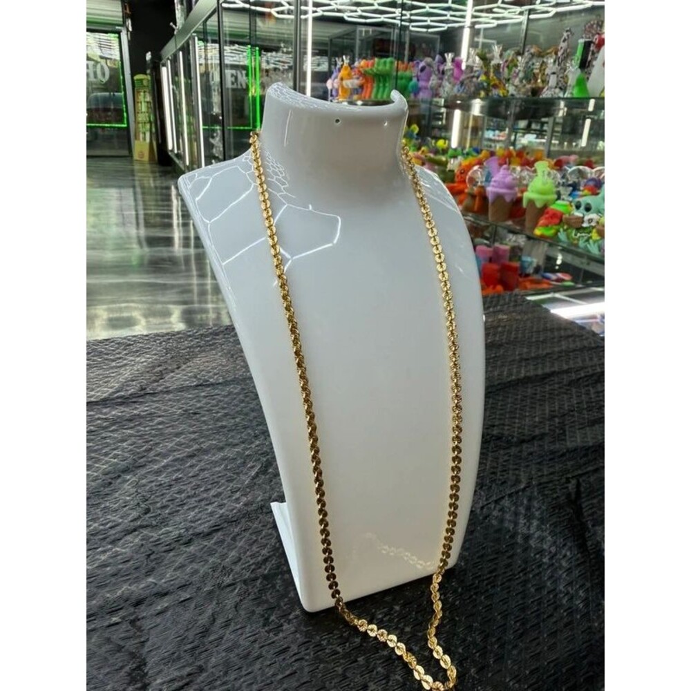 Vintage Italian 18K Yellow Gold Textured Disc Link Chain Necklace 24” 4mm 16 gra